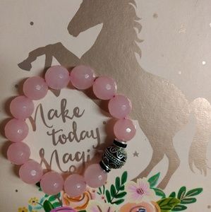 Pink and Silver Large Beaded Bracelet